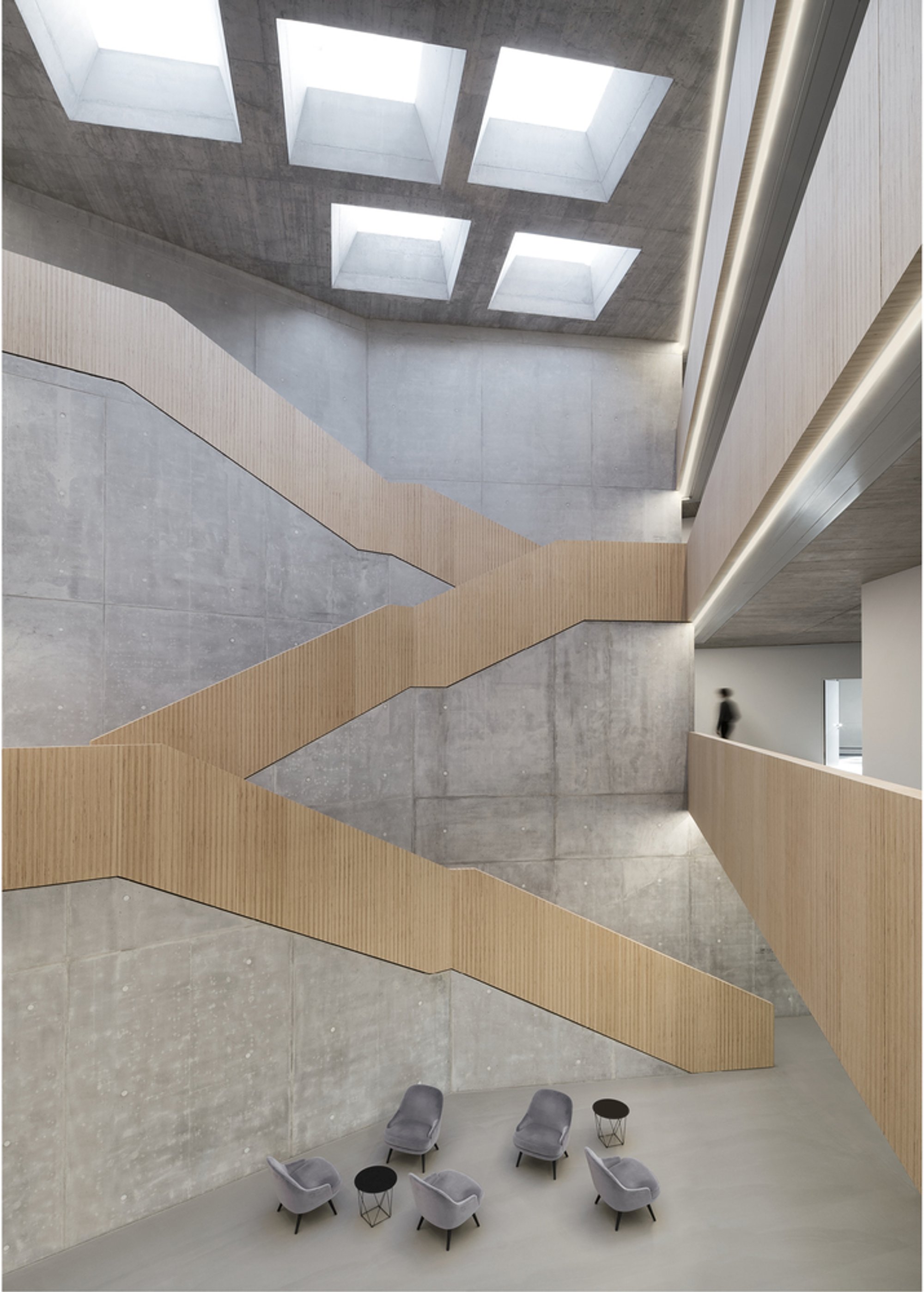 Steimle Architekten Carves a Triangular Atrium Through a Concrete City Hall in Remchingen