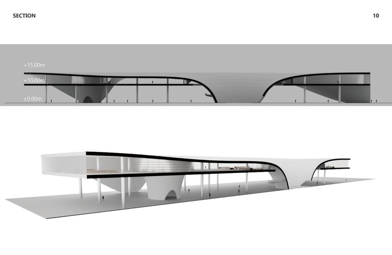 Sectional perspective revealing the open, light-filled spaces of the design.