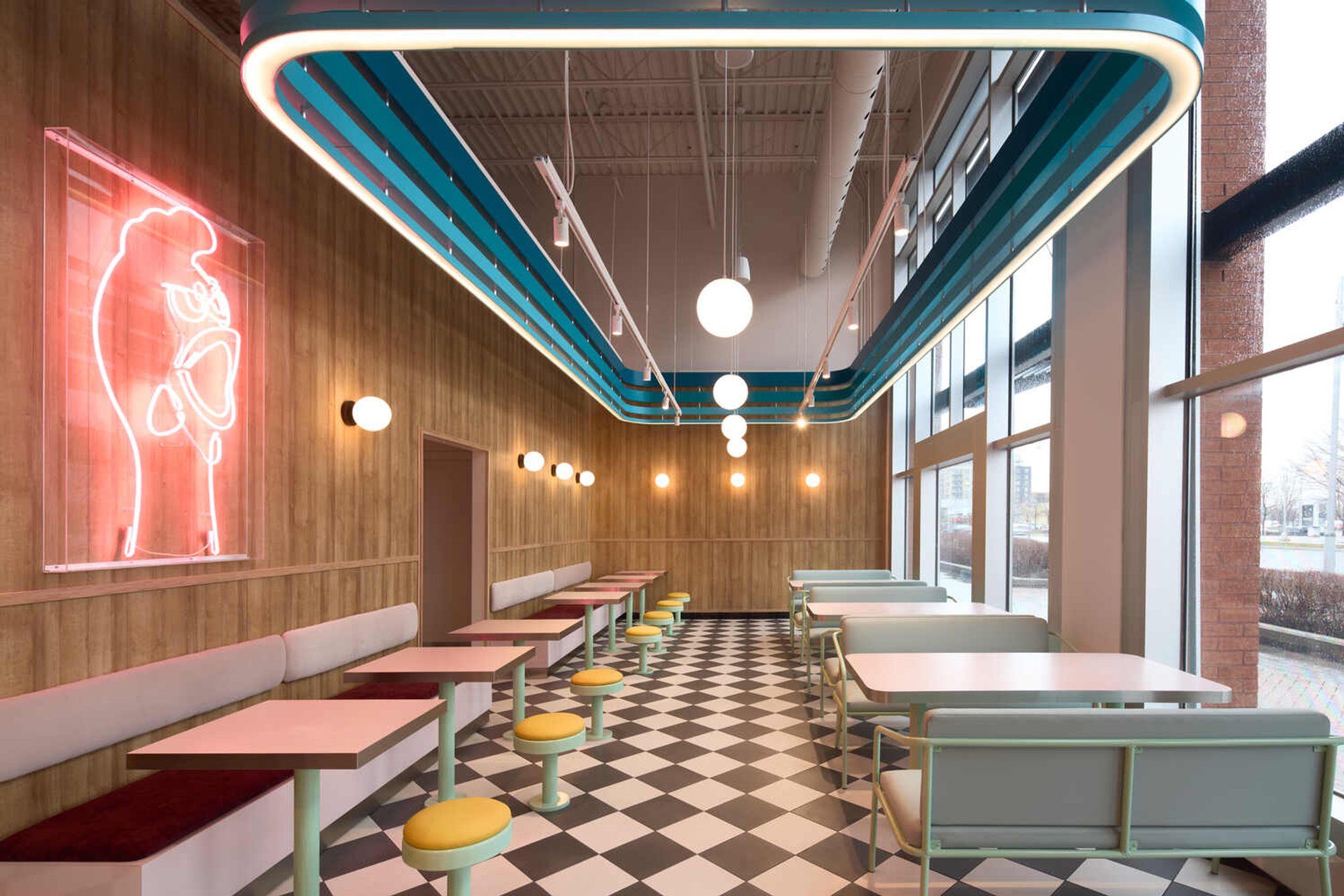 Jack Le Coq Restaurant Interior Design by XY Contemporary: A Modern Twist on 50s Diner Aesthetics
