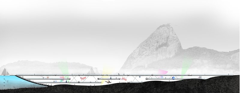 Sectional Visualization: A cross-sectional view revealing multiple interactive levels under and above water.