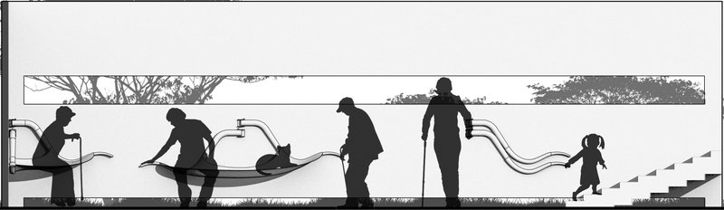 Barrier-Free Bench Concept: Innovative urban furniture that ensures accessibility for all pedestrians.