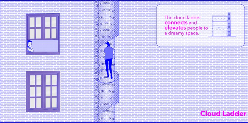 Cloud Ladder – A vertical pathway connecting people to an elevated, dreamy space.