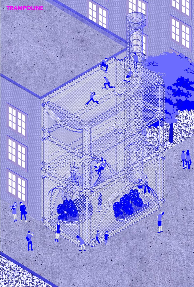 Trampoline Level – A dynamic space encouraging movement and engagement.