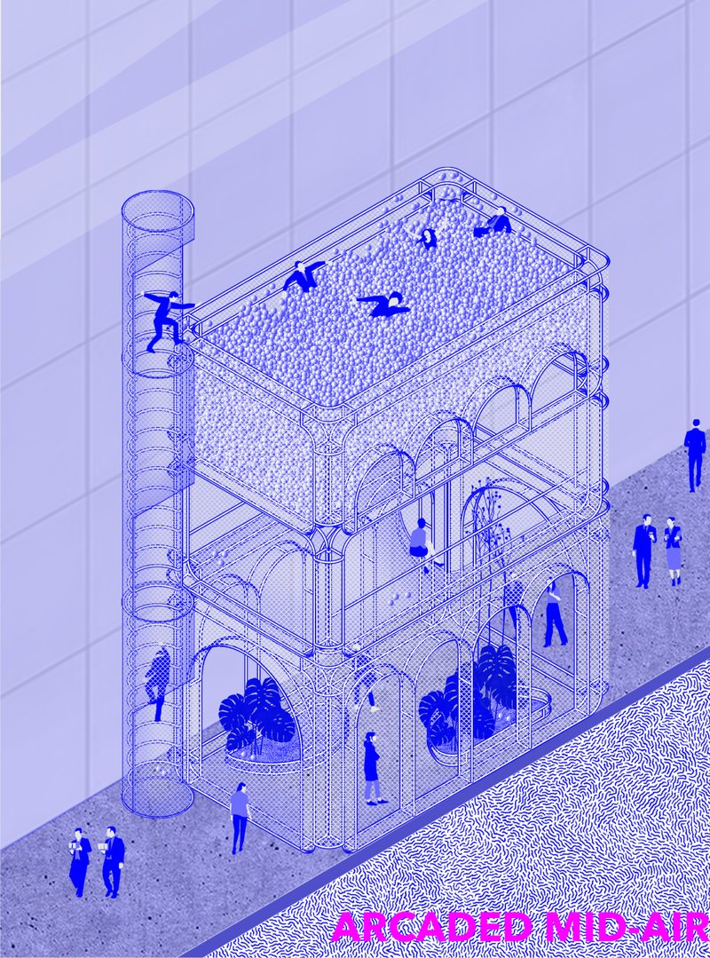 Arcaded Mid-Air – A multi-level urban oasis fostering interaction and leisure.