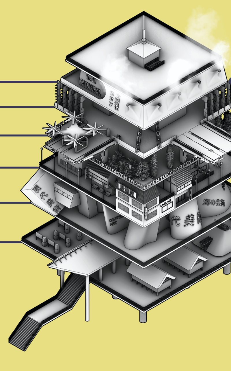 Neon Cathedral and Future Tokyo – A futuristic urban ecosystem blending tradition, technology, and green spaces.
