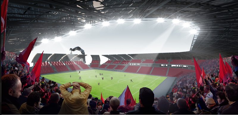 Immersive Game Experience – A dynamic stadium atmosphere with robotic elements enhancing functionality.