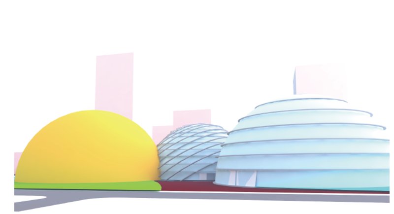 Futuristic Dome Structures – Innovative market architecture blending energy efficiency and aesthetic appeal.