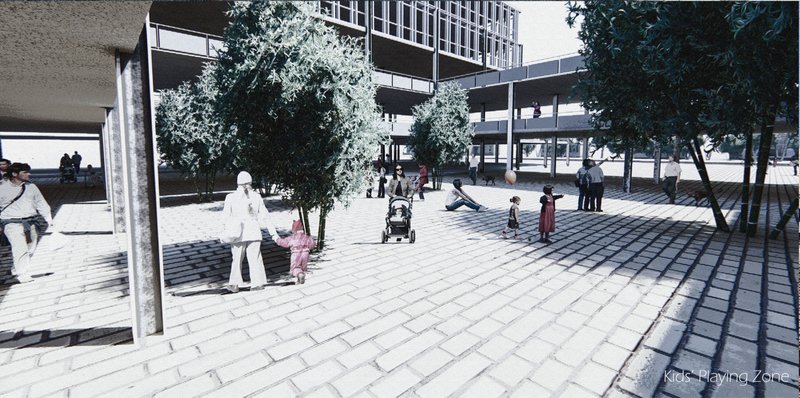 Kids' Play Area – A welcoming zone for families and children, integrating nature and recreation.