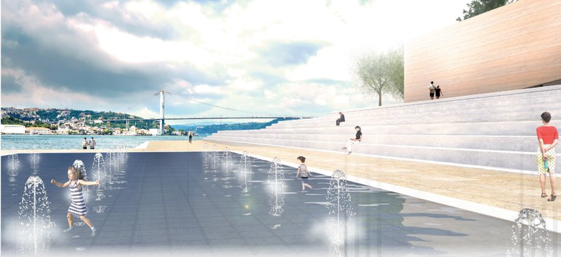 Interactive Water Feature – A playful water installation along the Bosphorus waterfront.