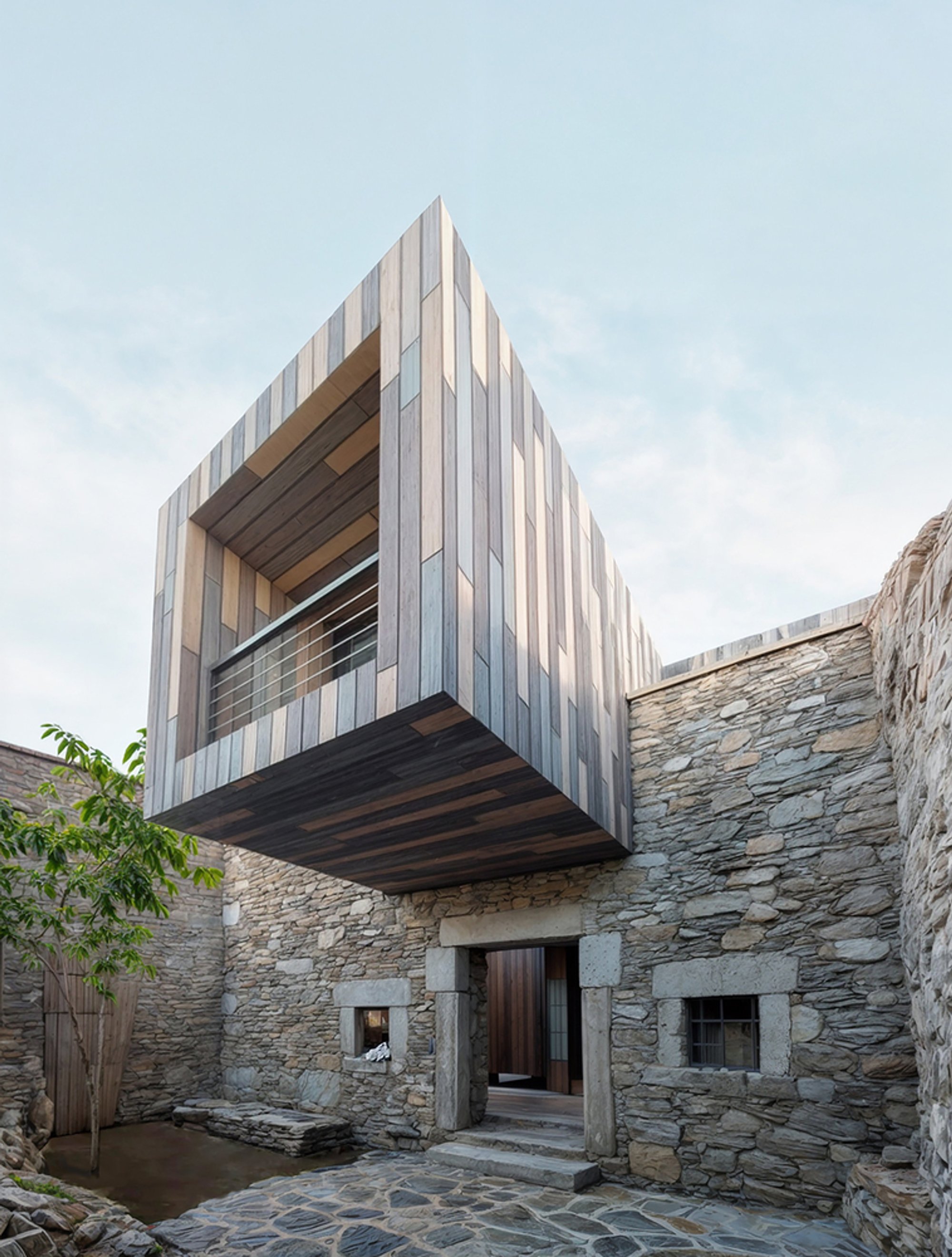 Hombre de Piedra Drops Shipping Containers into a 200-Year-Old Cattle Shed in Depopulated Rural Spain