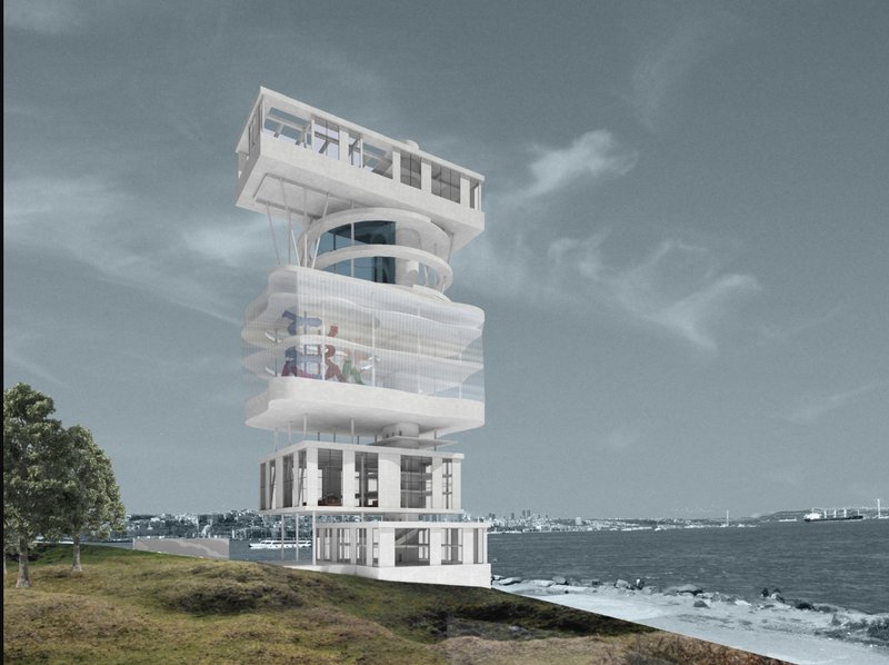 Futuristic Water Tower – A visionary architectural design integrating sustainability with urban innovation.