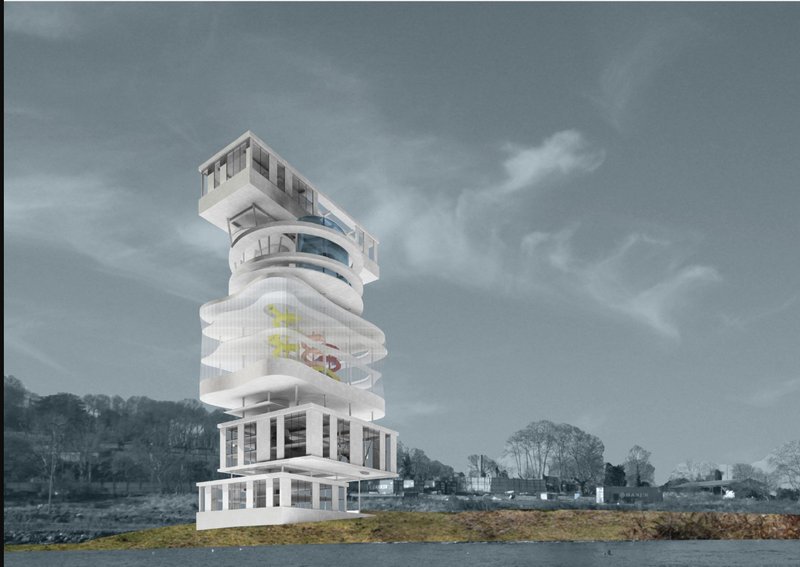 Sustainable Water Architecture – A dynamic structure showcasing adaptive water conservation strategies.