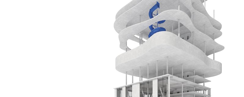 Architectural Detail – A close-up of the tower’s fluid and organic structural form.