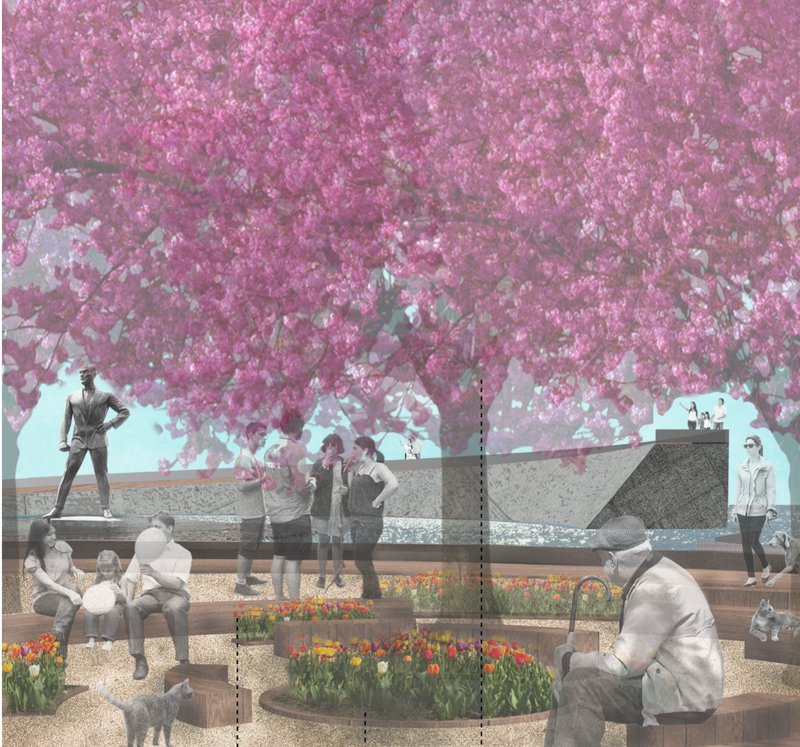 Seaside Garden – A vibrant social space surrounded by colorful flora.