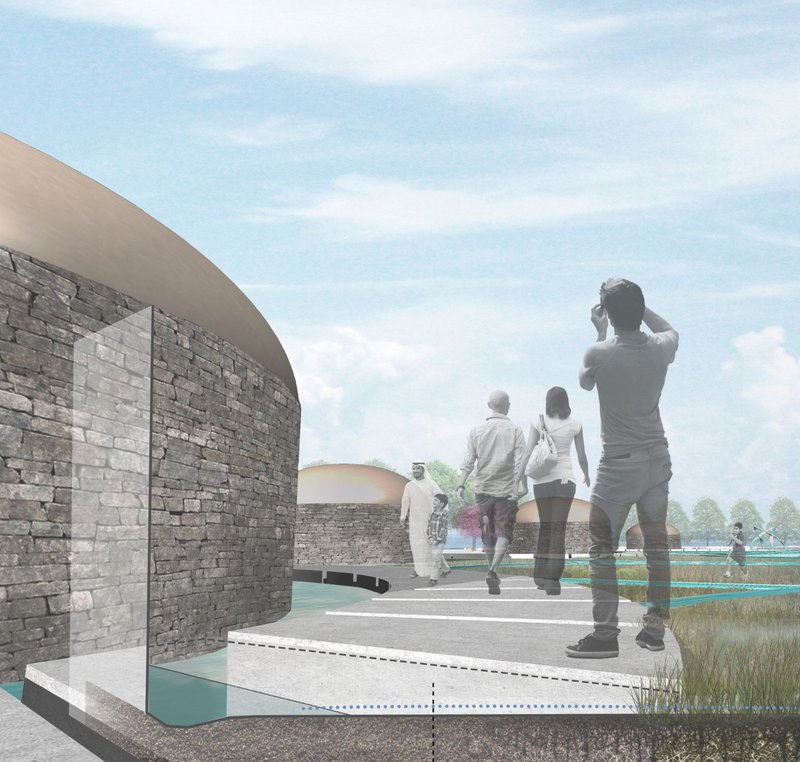 Wetlands &amp; Cisterns – Sustainable water management integrated into the landscape.