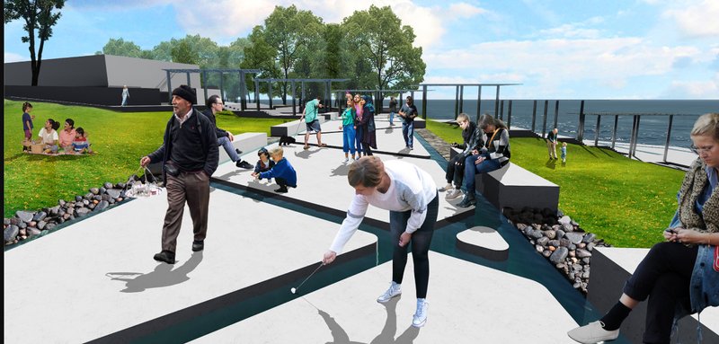 Interactive Water Channels – Visitors engage with the water filtration process in a hands-on, educational experience.