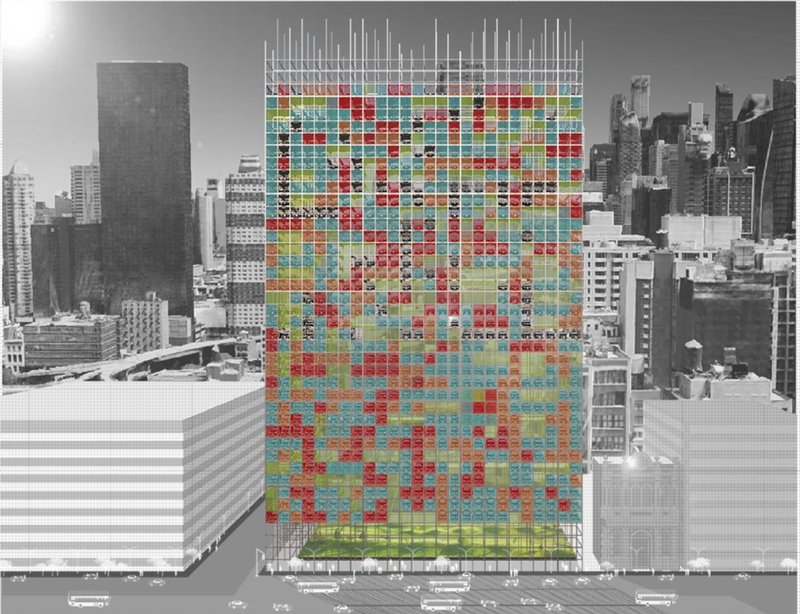 Dynamic Parking Facade – A vibrant, flexible exterior showcasing the adaptability of modular parking.
