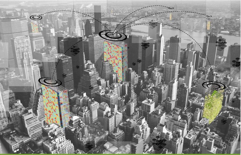 A vision of adaptable parking towers integrated into Manhattan’s skyline.