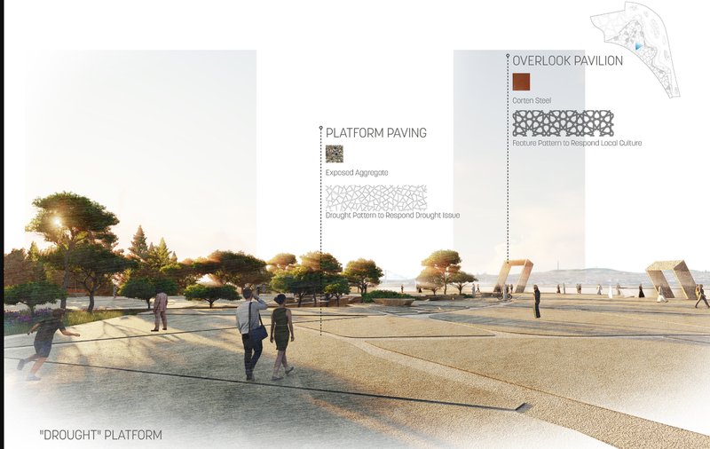 Public Space Innovation: The Drought Platform integrates education and sustainability through interactive design.
