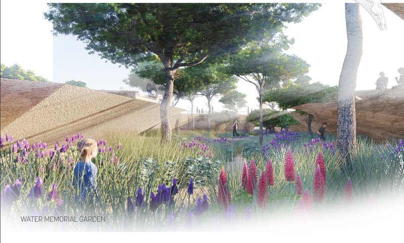 Flourishing Ecosystem: The Water Memorial Garden, where nature thrives amidst climate-conscious urban planning.