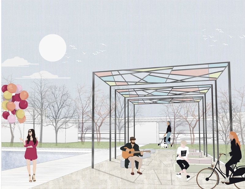 Vibrant Community Hub – A modern architectural installation fostering social engagement