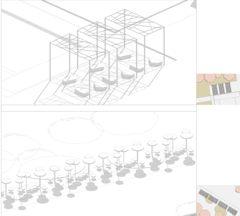 Innovative Outdoor Spaces – Artistic shelters transforming the cityscape.