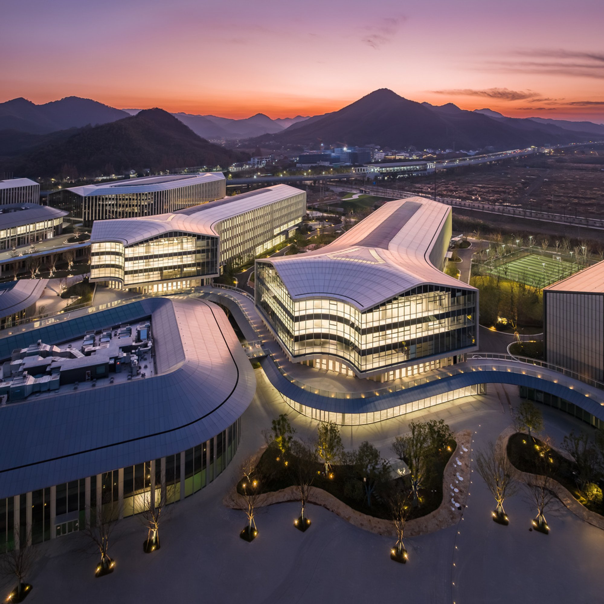 Future Office Park Design: Hangzhou Alibaba DAMO Nanhu Industry Park by Aedas