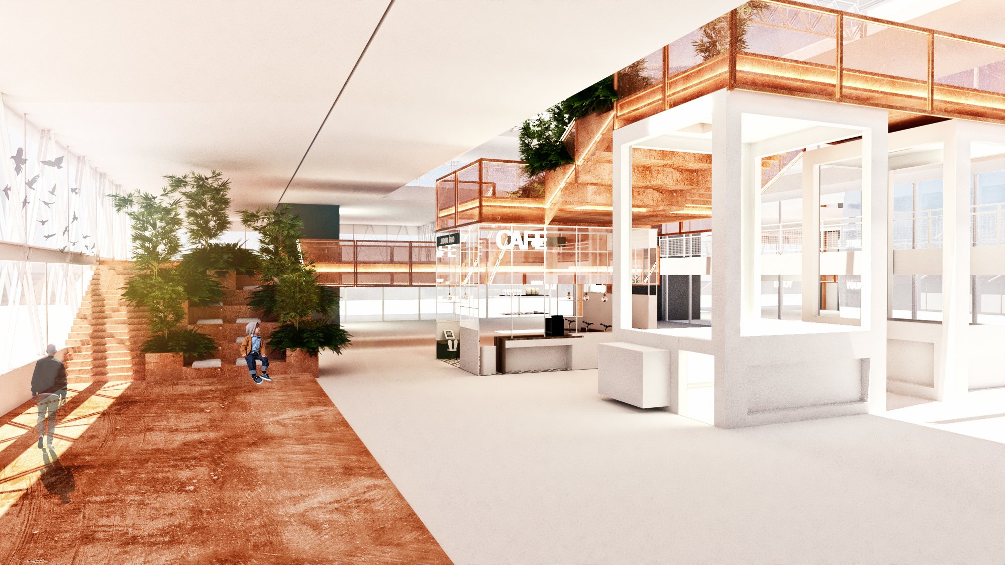 AN ORANGE RECREATIVE CIRCULATING STAGES