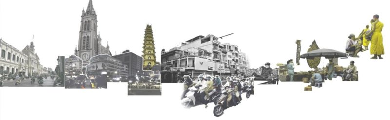 Cultural tapestry of Ho Chi Minh City life and landmarks.