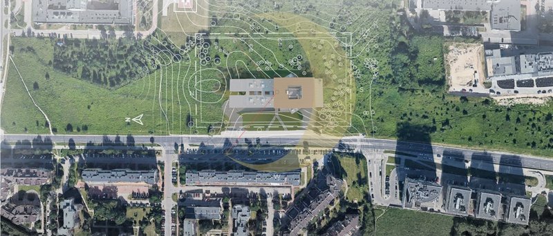 Blueprints overlay nature: Future Solaris Library at Lublin’s heart.