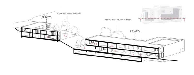 Innovative design integrates dance with open-air spaces.