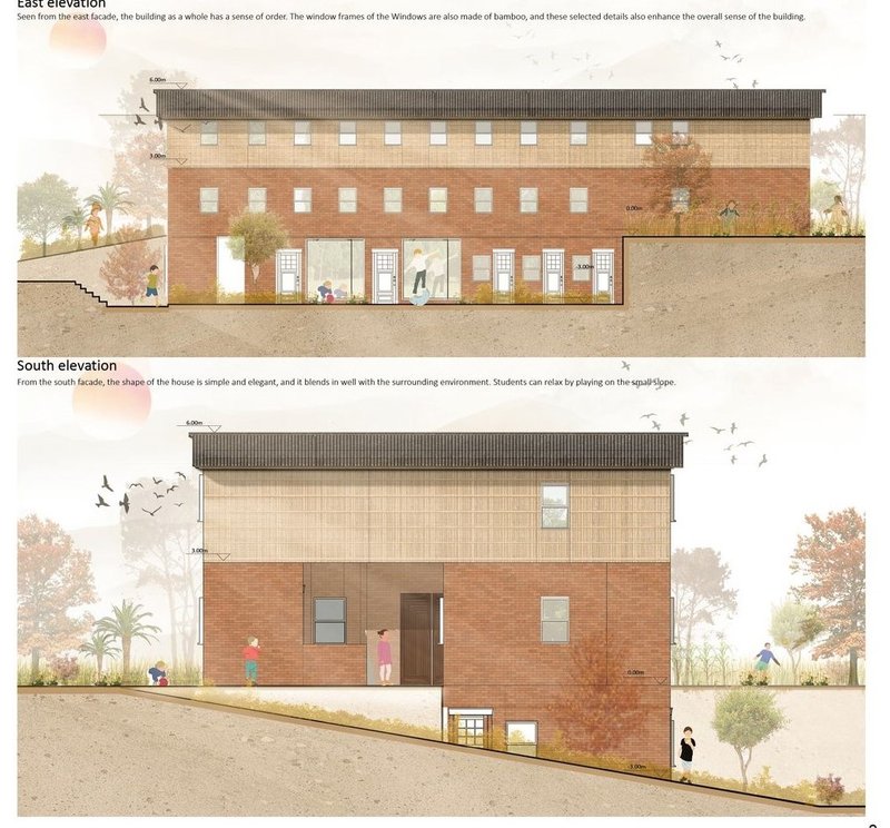 Eco-friendly dormitory design blending seamlessly with the environment.