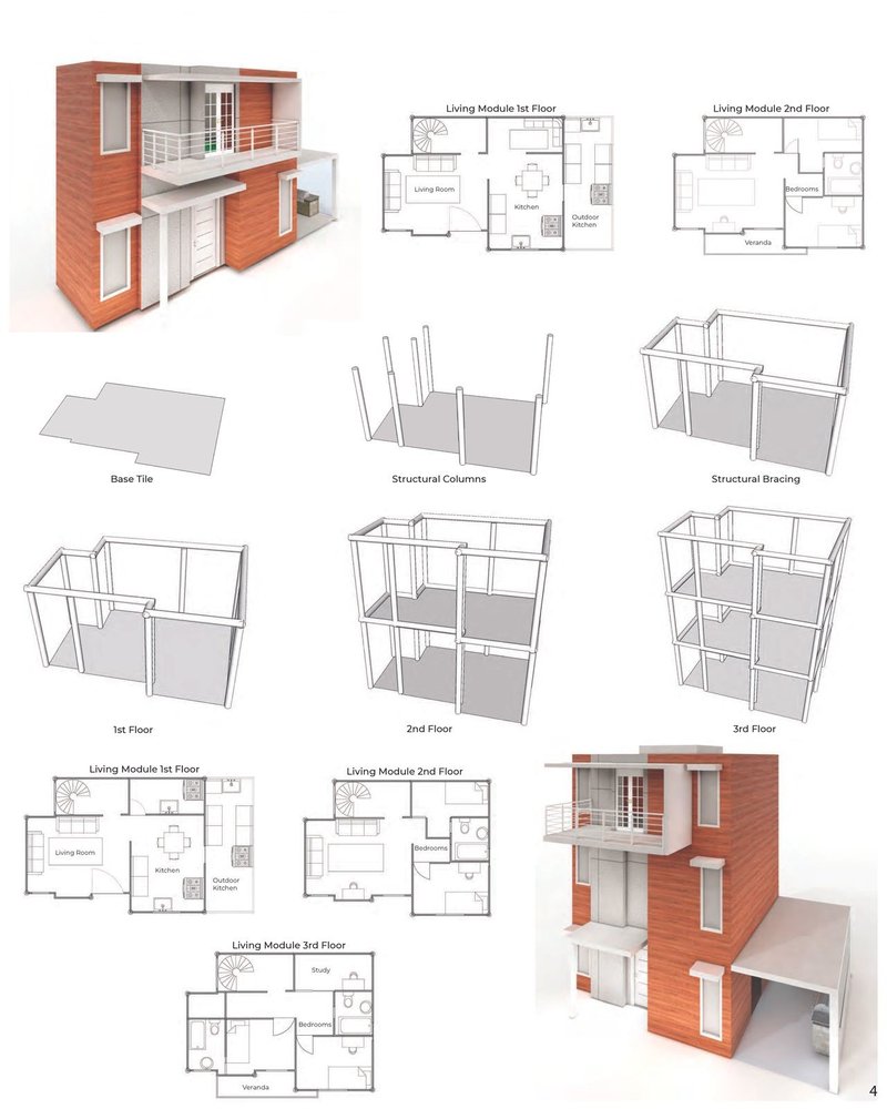 Modular housing design for low and middle-income families.