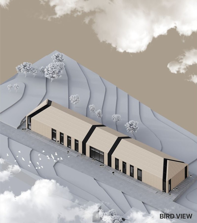 A bird's eye view of the award-winning multifunctional educational center concept