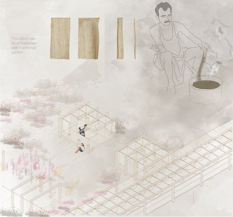 Pavilions with traditional textiles celebrate diverse tea cultures.