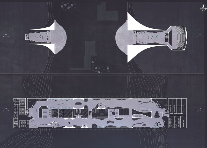 Al Maqar Museum floor plans: galleries, theater, and visitor flow.
