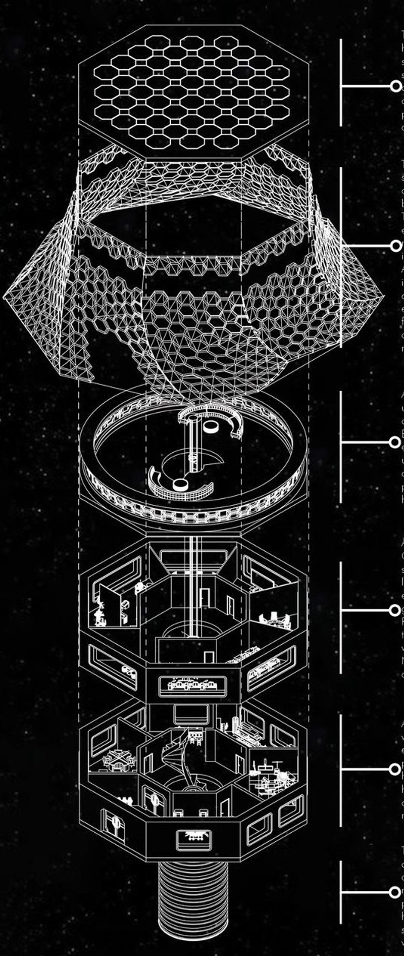 Hexagonal module design ensures structural strength and efficiency.
