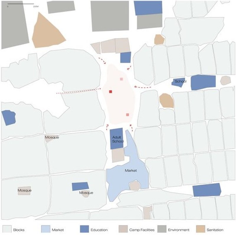 Map of Ifo district, Dadaab, highlighting key facilities and playground location.