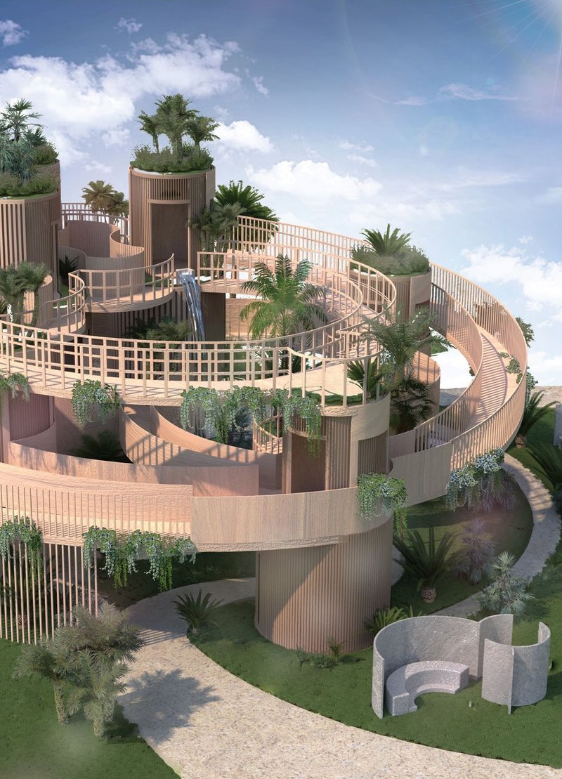 Nature's embrace: A biophilic haven in the sky.