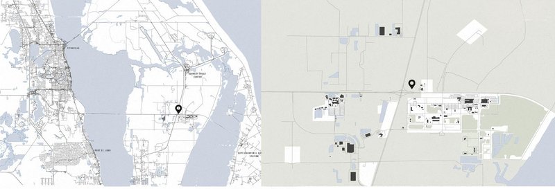 Maps showing MarsTrip Space Centre's location on Merritt Island.