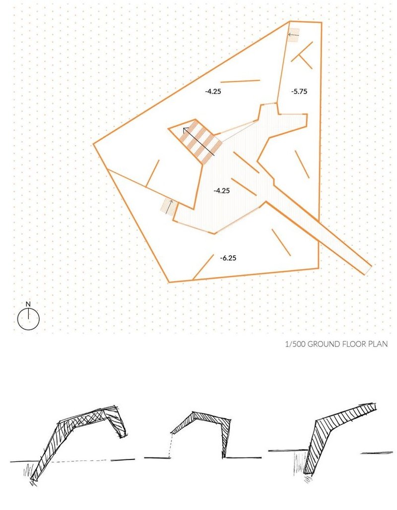 ArtQuake: Ground floor plan reveals interconnected spaces.