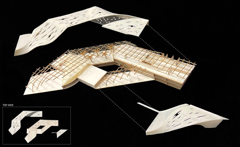 ROOF - STRUCTURE(main space) - ROOF : Harmony of structure, roof pattern, and skylight