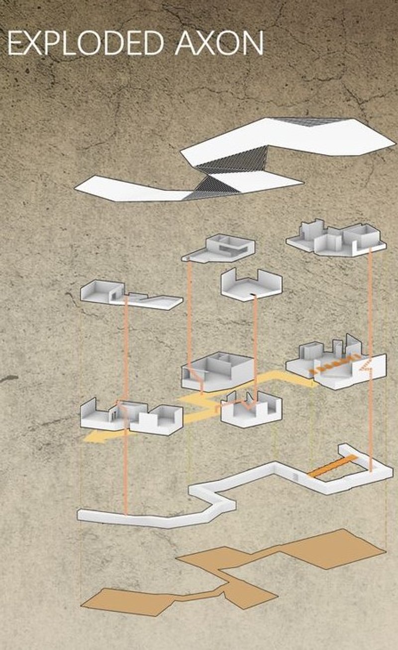 Exploded axonometric view showcasing VEILLA's architectural design.