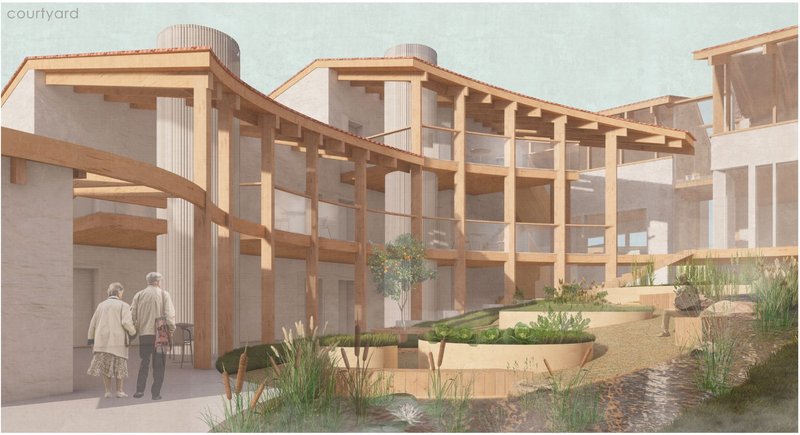 A central atrium garden fosters connection and well-being.