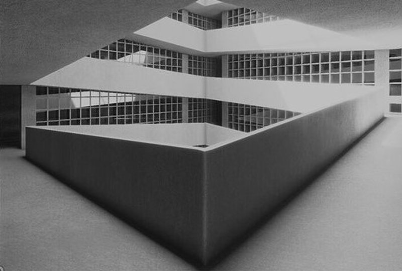 Columbarium Interior: Light and geometry guide reflection.