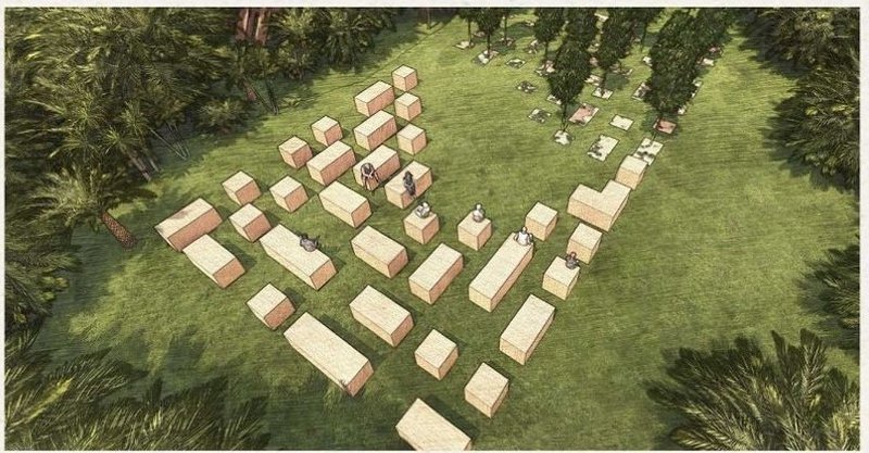 Modular seating arrangements for flexible outdoor learning and relaxation.