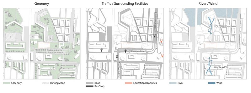 Integrated greenery enhancing urban environment.