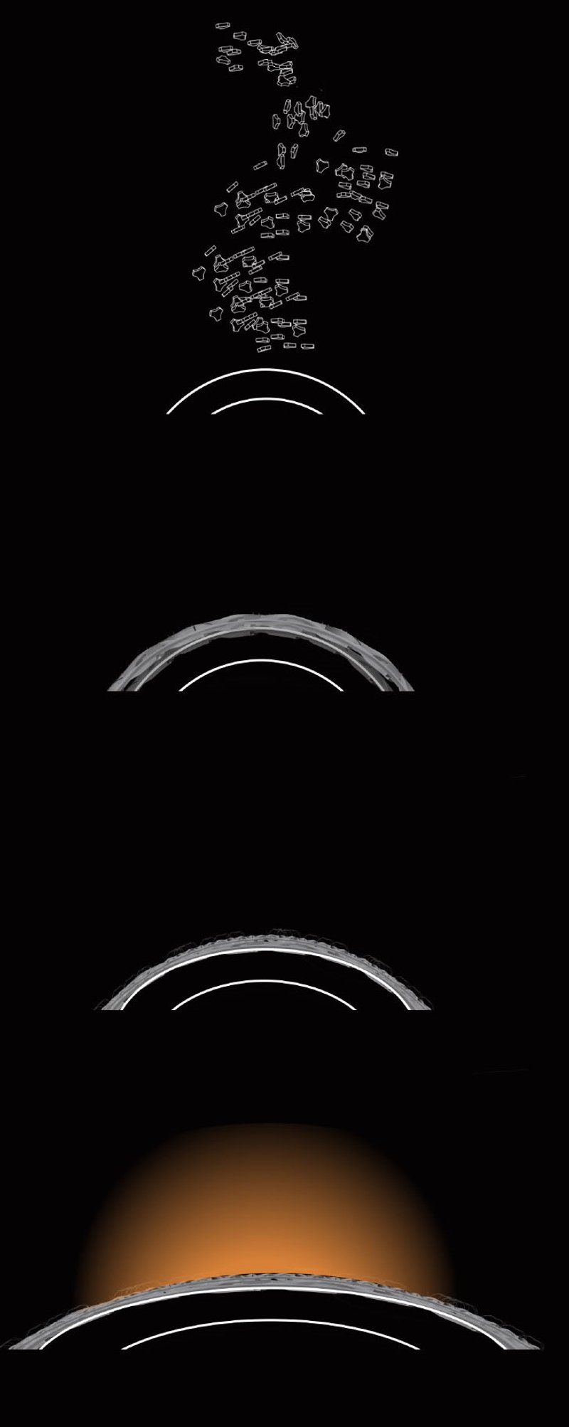 Sequential deployment of lunar light-emitting devices.