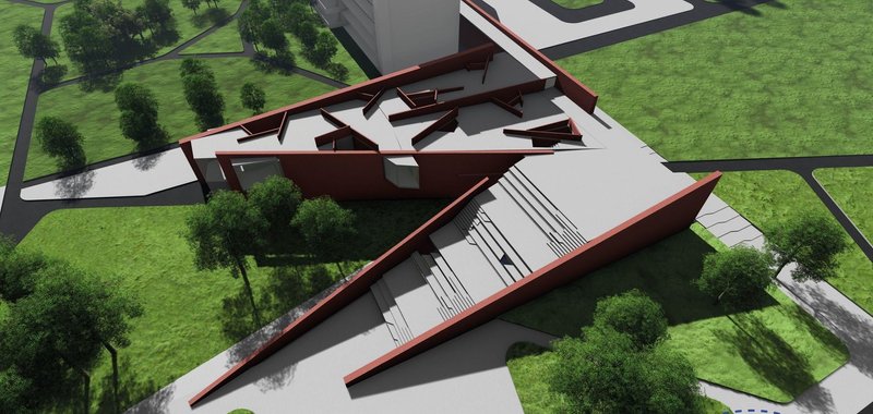 Aerial view of POLYGON's innovative architectural design.