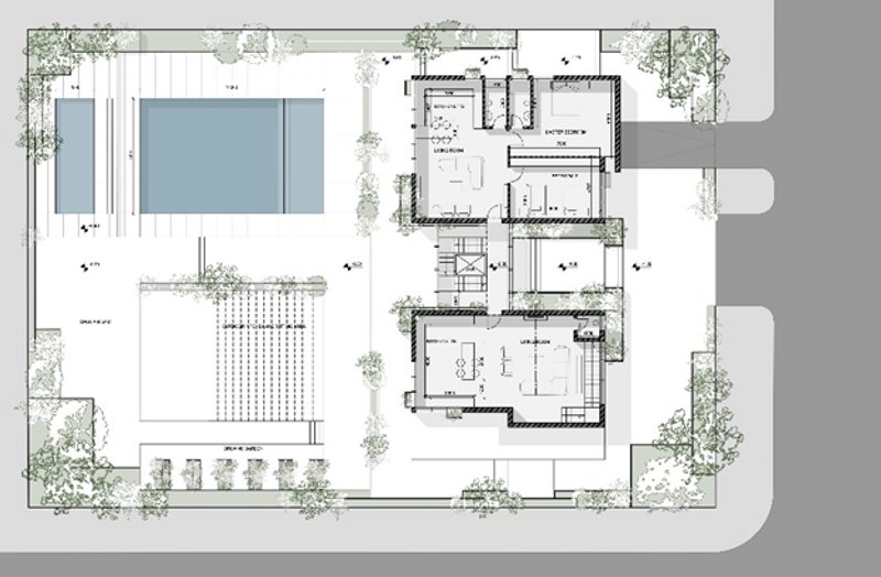EcoZen Homes' sustainable layout with green spaces and terraces.